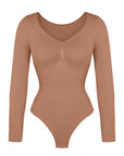 Marcella - Naadloze Lange Mouw Body met String, Borstondersteuning & Buikcontrole - Bella Fit™