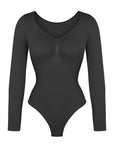 Marcella - Naadloze Lange Mouw Body met String, Borstondersteuning & Buikcontrole - Bella Fit™