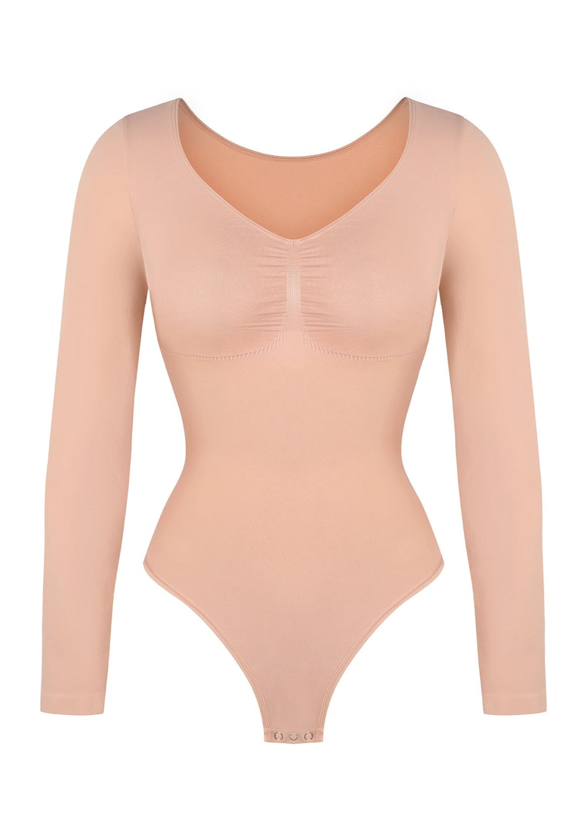 Marcella - Naadloze Lange Mouw Body met String, Borstondersteuning &amp; Buikcontrole - Bella Fit™