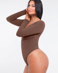 Marcella - Naadloze Lange Mouw Body met String, Borstondersteuning & Buikcontrole - Bella Fit™