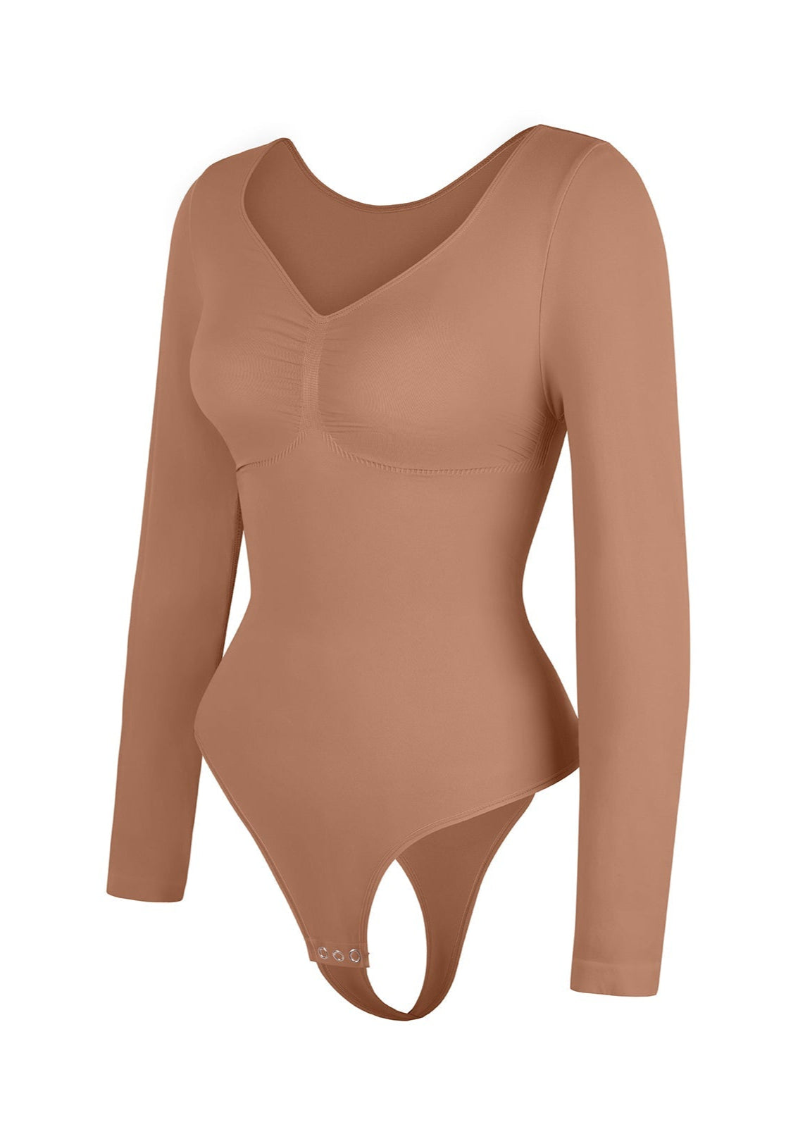 Marcella - Naadloze Lange Mouw Body met String, Borstondersteuning &amp; Buikcontrole - Bella Fit™