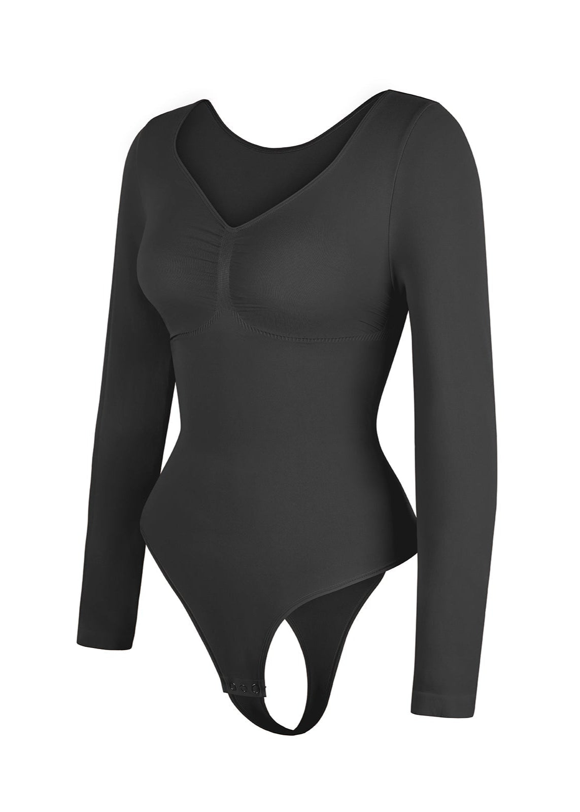 Marcella - Naadloze Lange Mouw Body met String, Borstondersteuning &amp; Buikcontrole - Bella Fit™