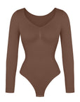 Marcella - Naadloze Lange Mouw Body met String, Borstondersteuning & Buikcontrole - Bella Fit™