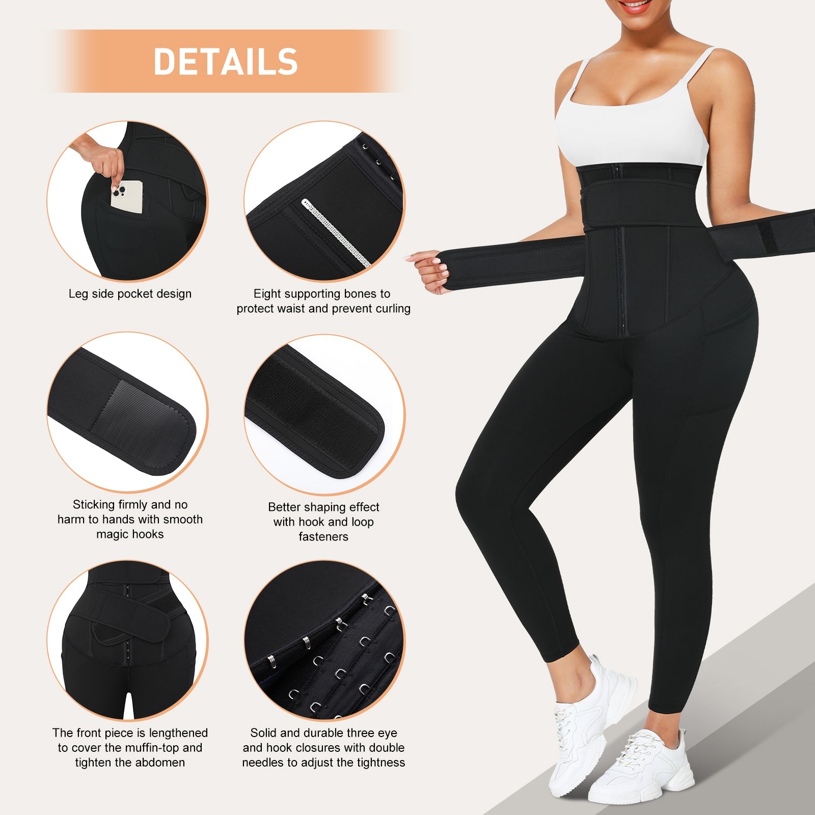 Corrigerende Legging Waist Trainer Slanker Taille Zweetband